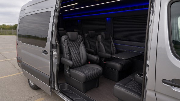 Interior of Charter Bus Company Bristol's Sprinter Van Rental With Driver in Bristol